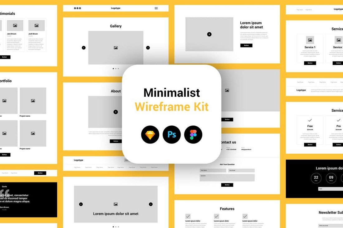 Minimalist Wireframe Kit Figma Templates