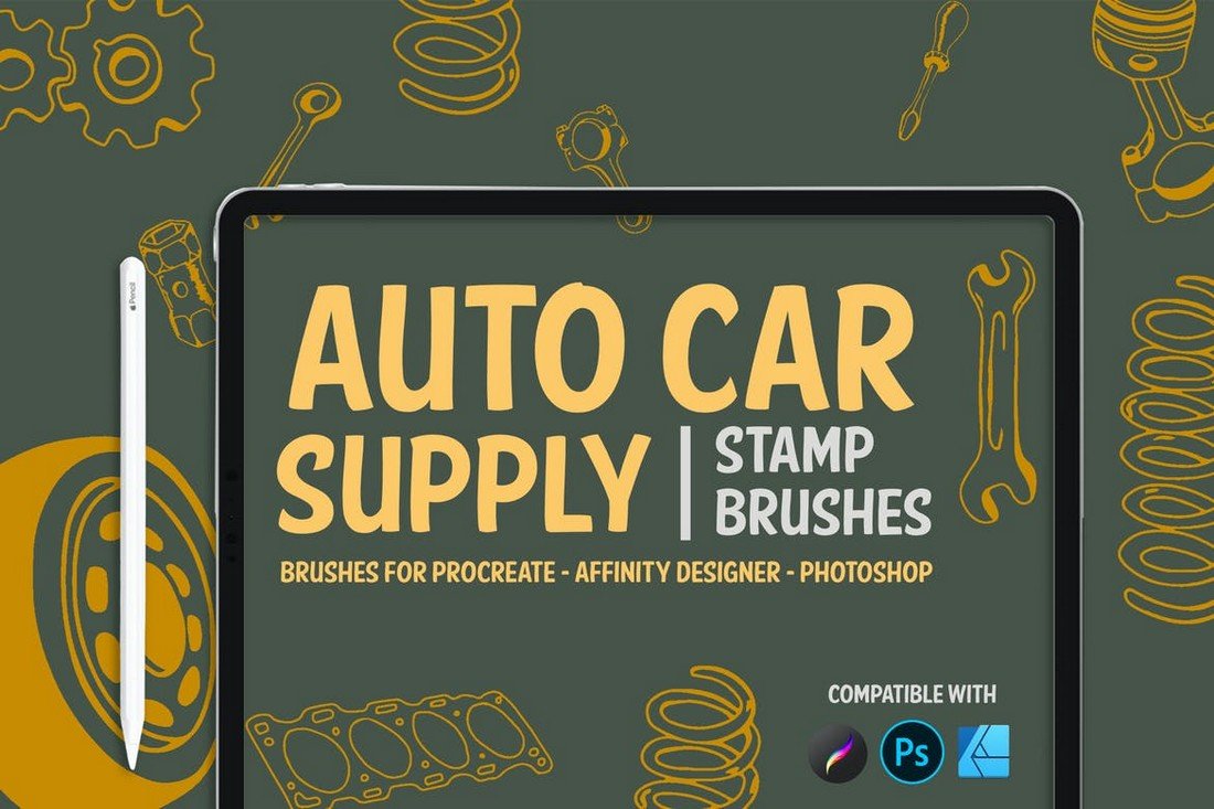 Auto Car Supply Stamp Brushes for Affinity Designer