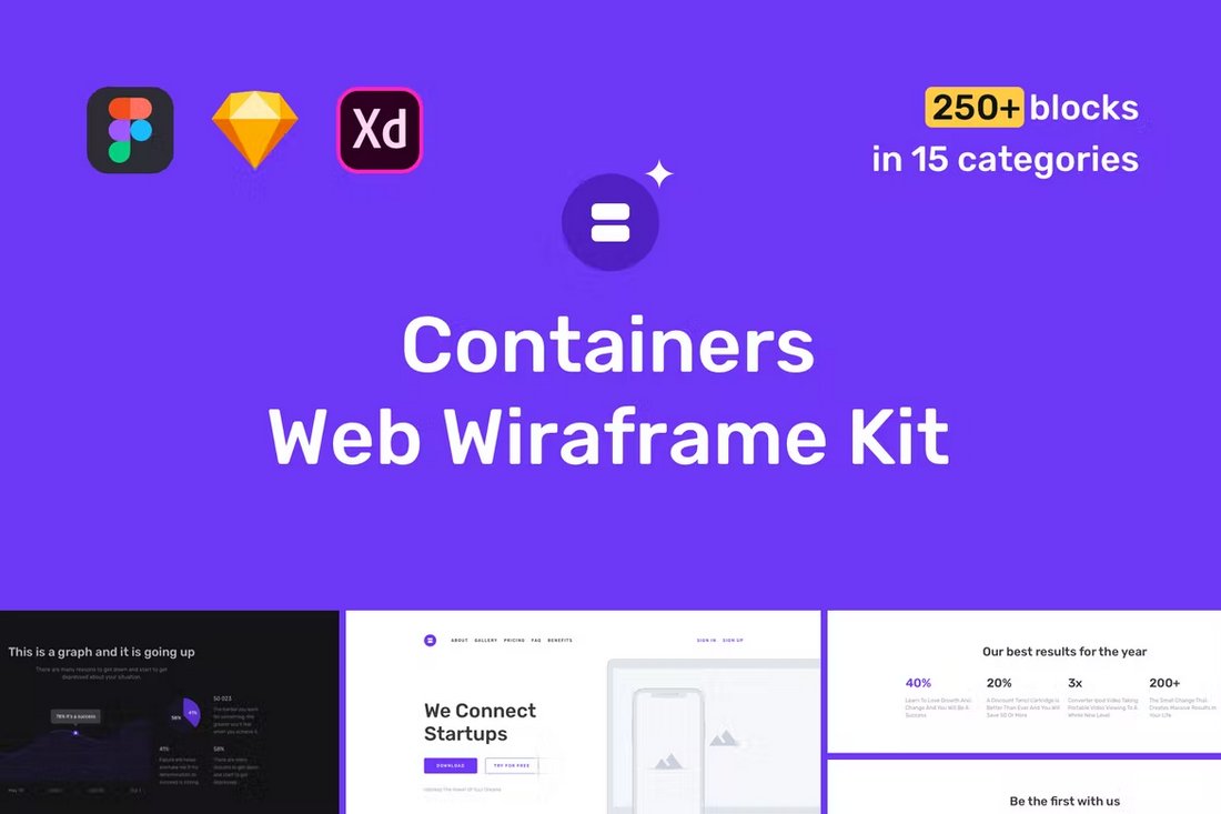 Containers Web Wireframe Kit for Sketch