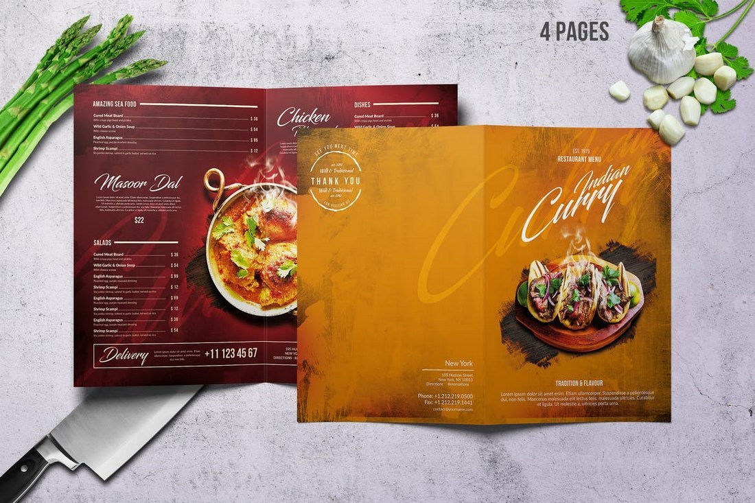 Curry Indian Food and Drink Menu Template