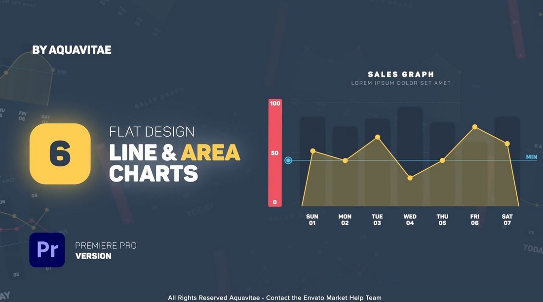 Flat Design Line & Area Charts for Premiere Pro