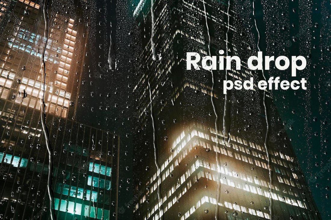 Free Rain Drops Photoshop Photo Effect