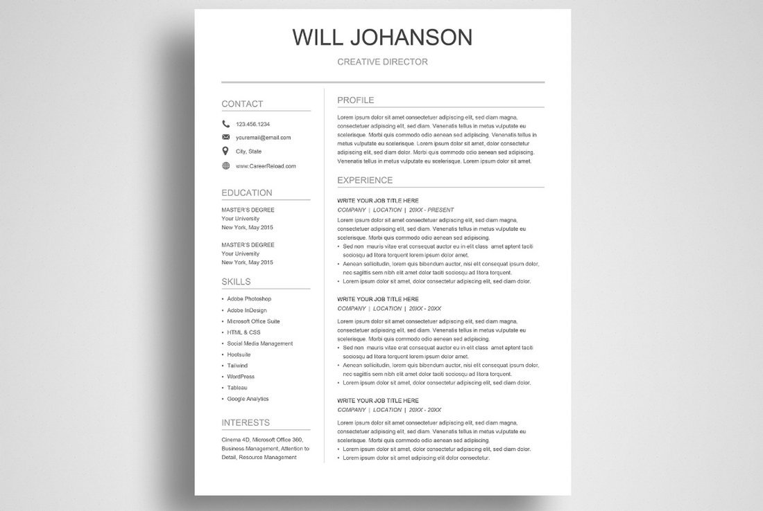 Free Simple Resume Template for Google Docs