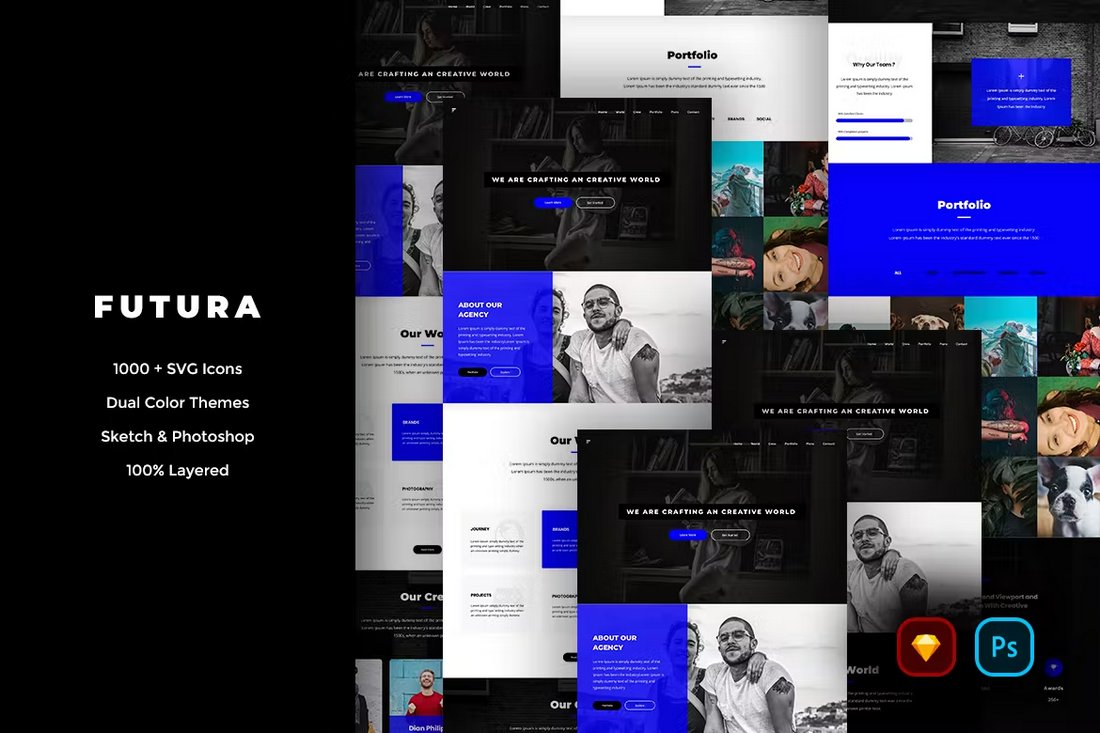 Futura Creative Website UI Kit for Sketch