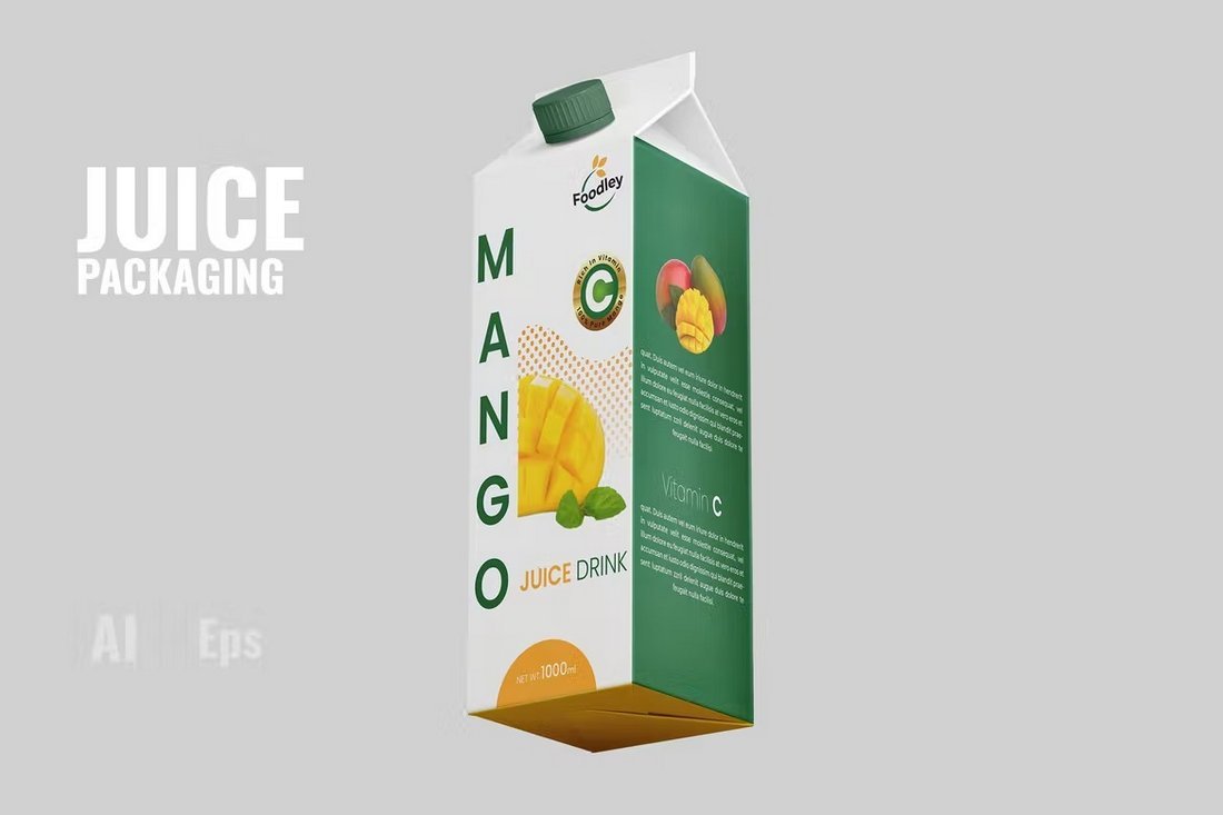 Mango Juice Carton Packaging Template