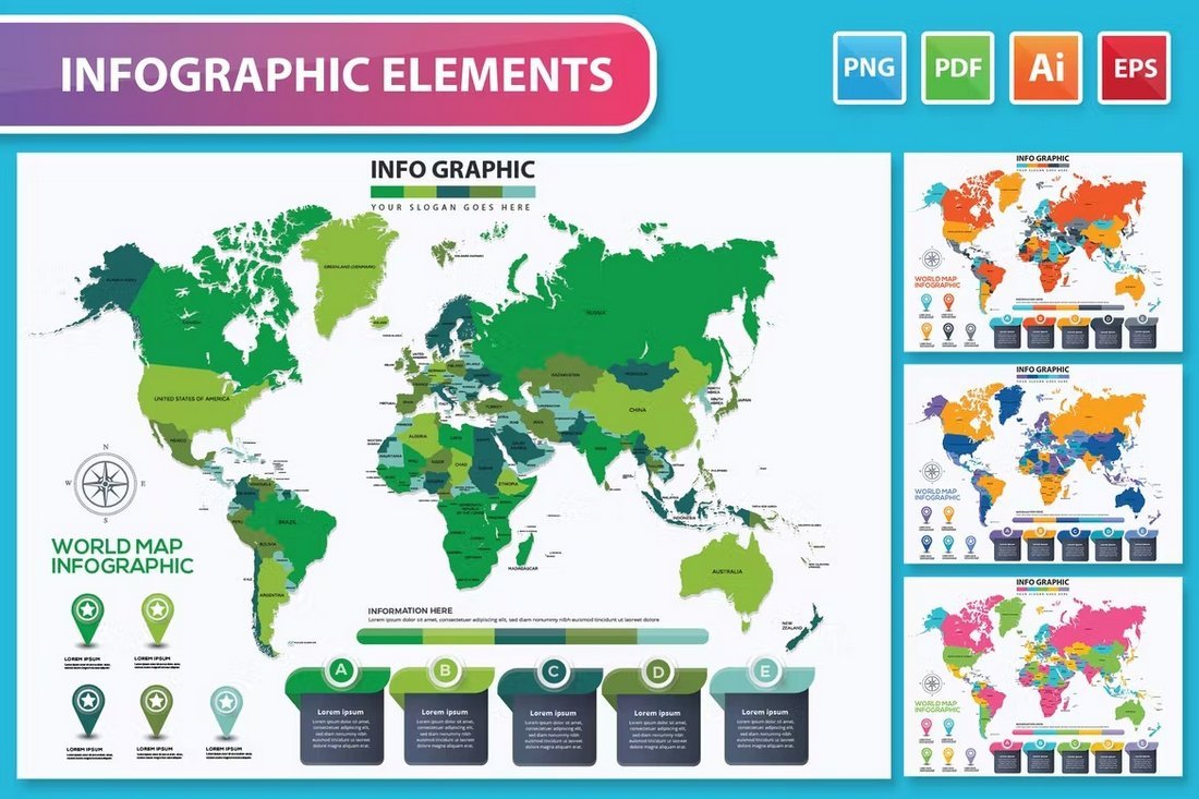 Maps Infographic Design Templates AI & EPS