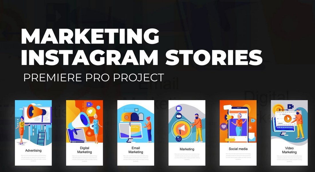 Marketing Stories Vertical Video Templates for Premiere Pro