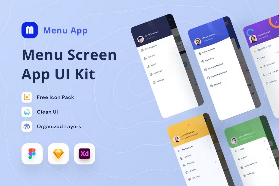 Menu Screen UI Kit Sketch Resources