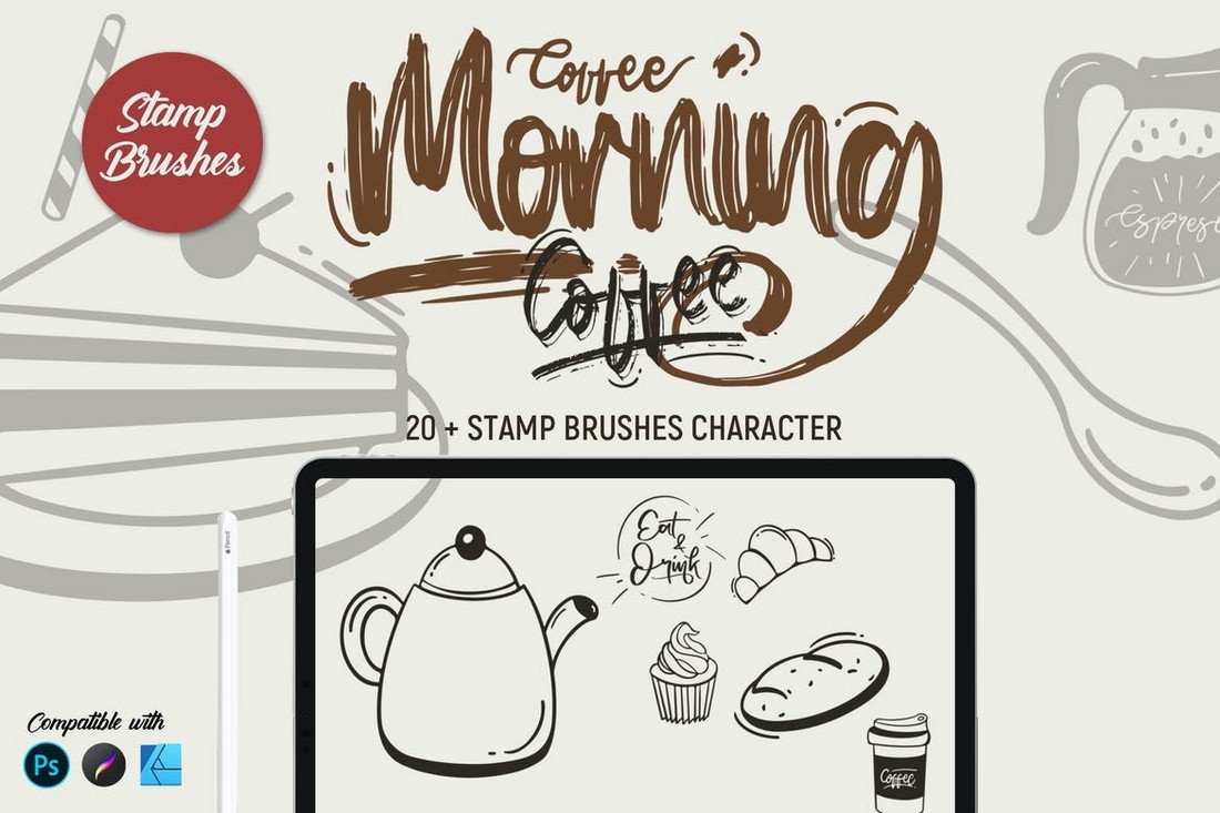Morning Coffee Stamp Brushes for Affinity Designer