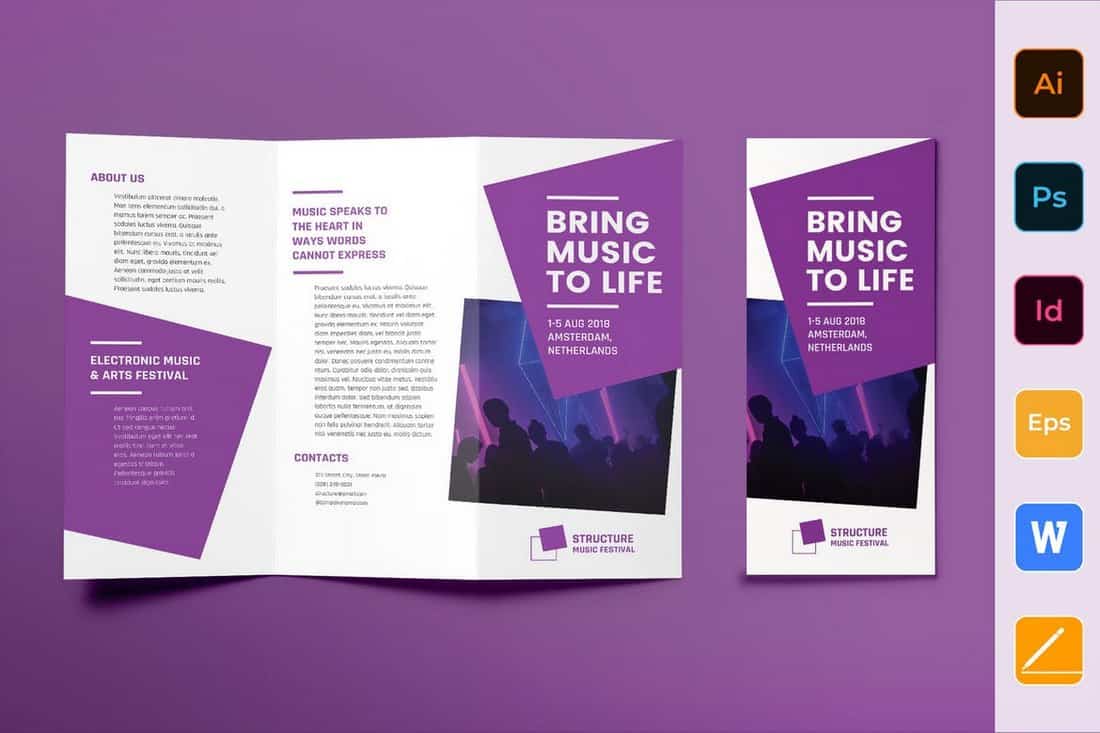 Music Festival Trifold Brochure Template