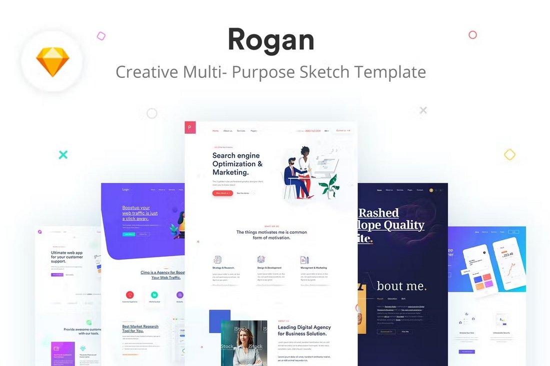 Rogan - Multipurpose Sketch Landing Page Templates
