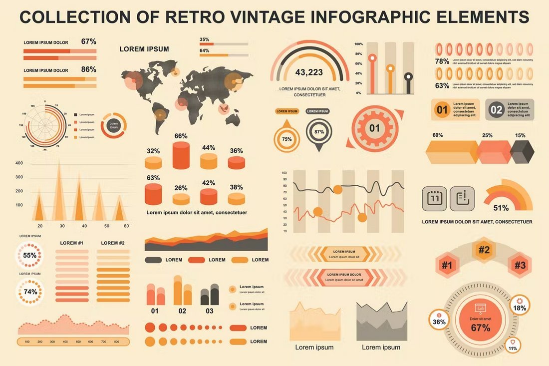 Vintage Infographics Templates for Illustrator