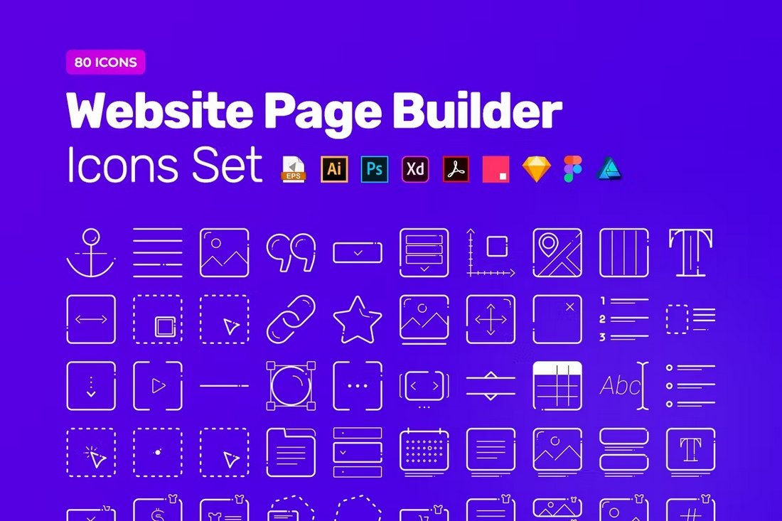 Website Page Builder Icon Pack for Sketch
