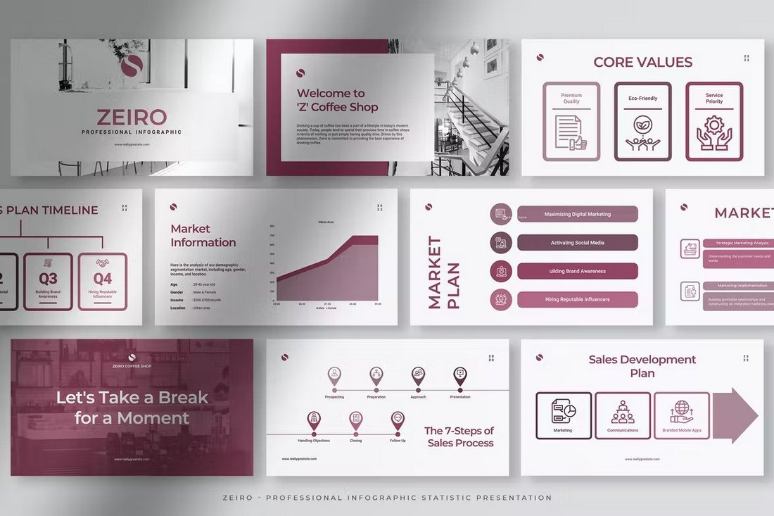 Zeiro - Infographic Statistics PowerPoint Template