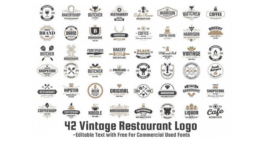 42 Vintage Logo Templates Set
