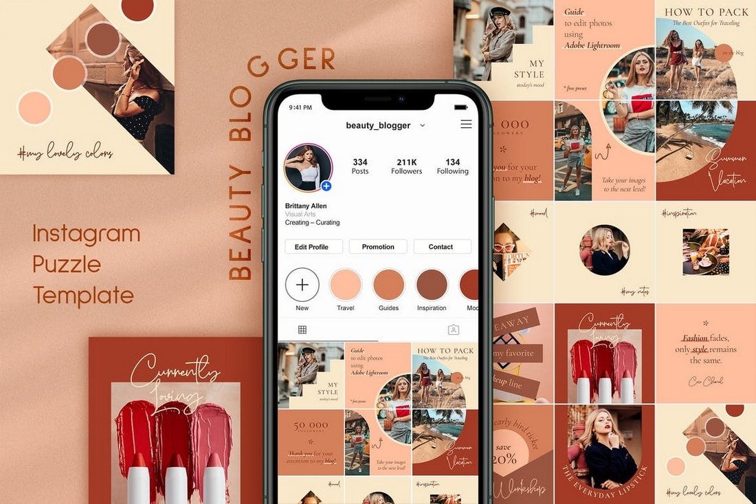 Beauty Blogger - Puzzle Instagram Feed Theme