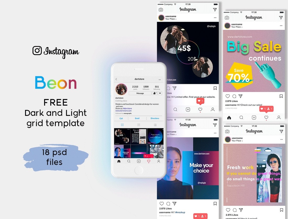 Beon - Free Instagram Grid Template