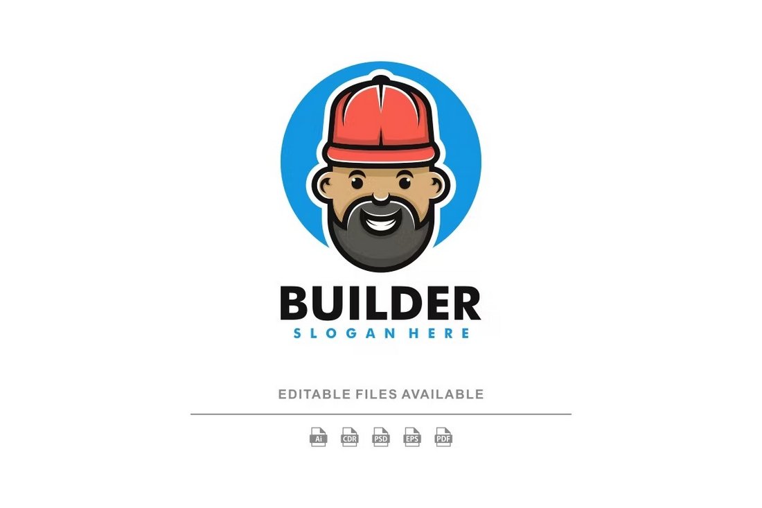 Builder Mascot Cartoon Logo Template