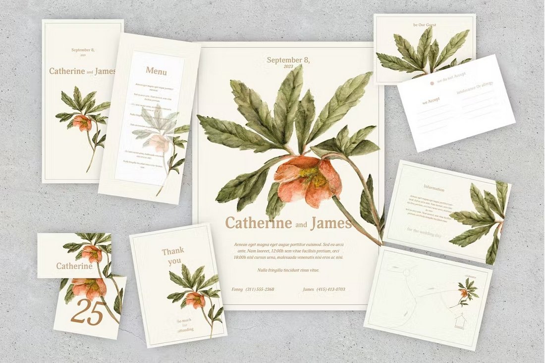 Classic Floral Wedding Invitation Templates