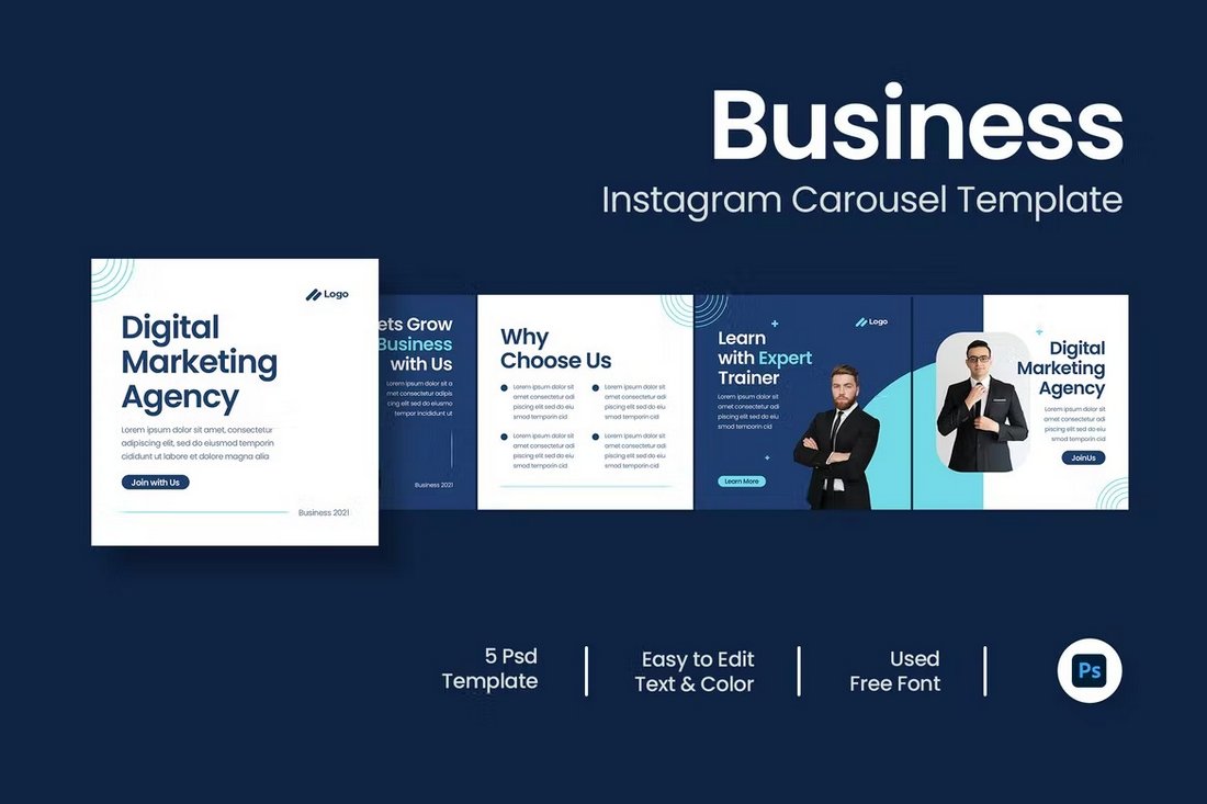 Clean Business Instagram Carousel Template