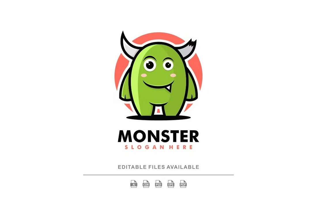Cute Monster Cartoon Logo Template PSD