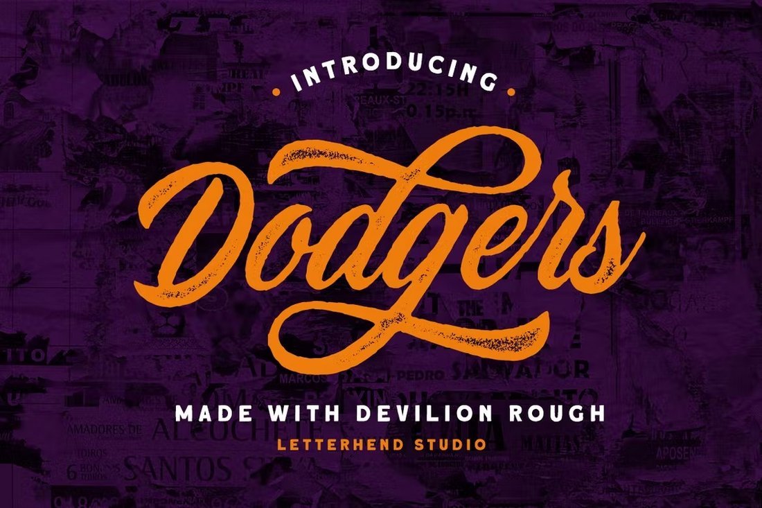 Devilion Rough - Baseball Script Font