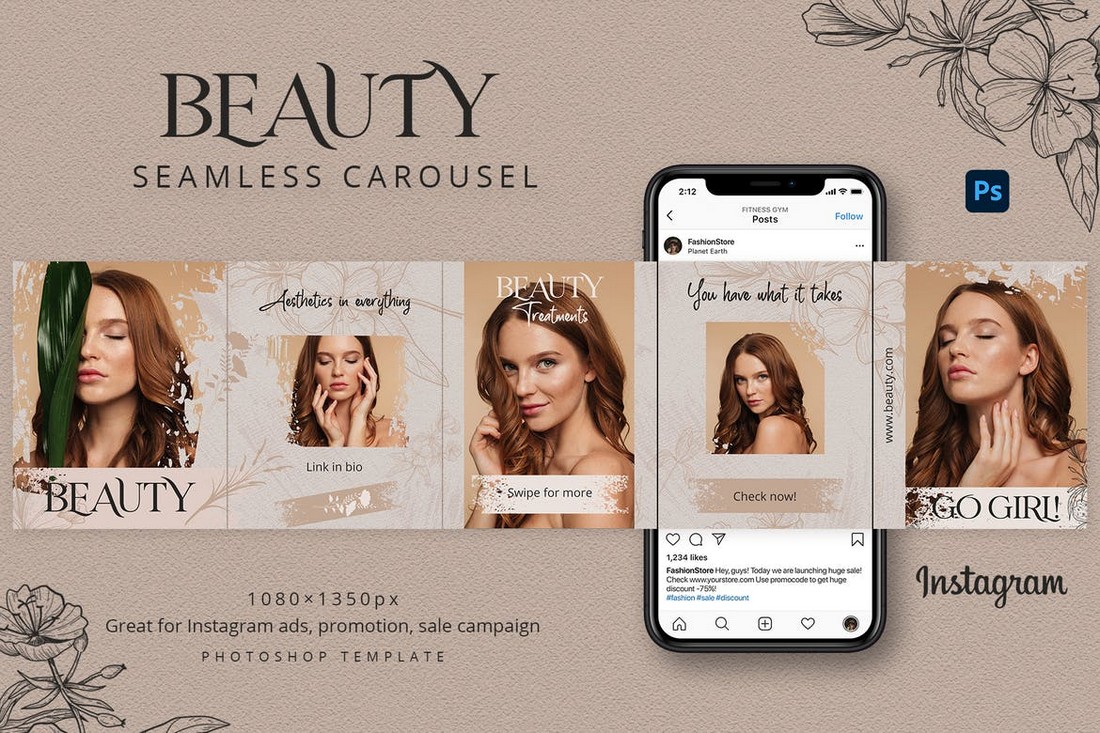Fashion & Beauty Seamless Instagram Carousel Template