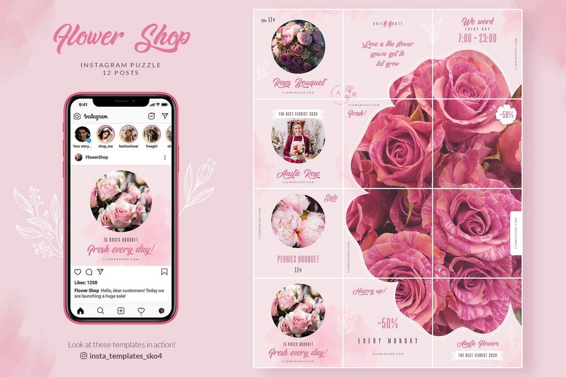 Flower Shop - Instagram Feed Puzzle Theme