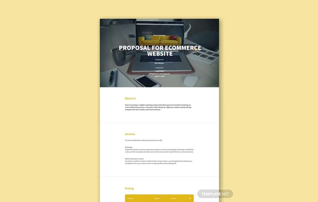 Free Ecommerce Web Design Proposal Template