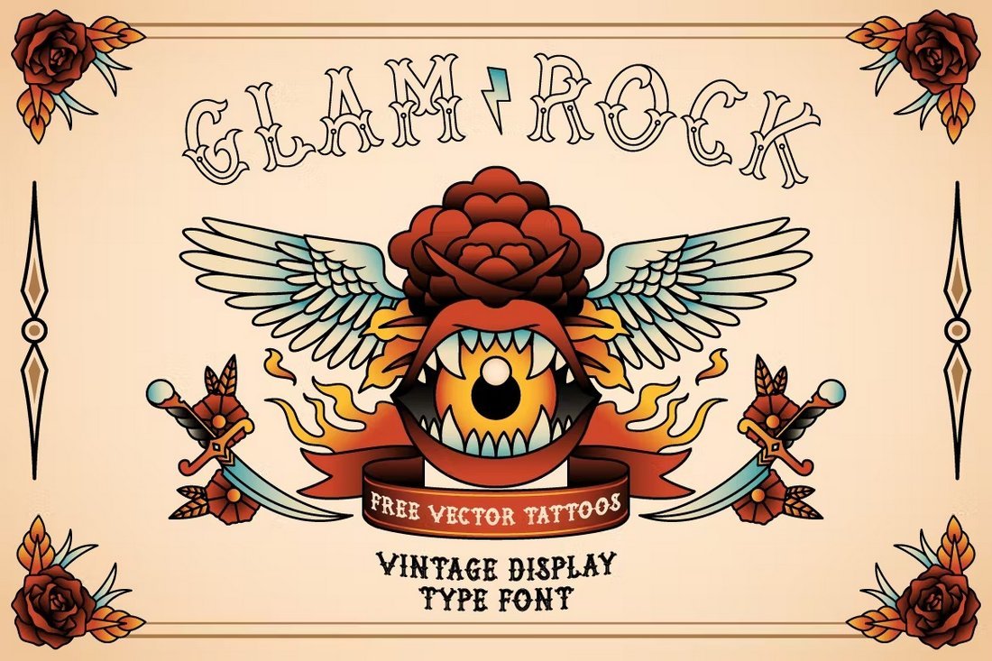 Glam Rock - Vintage Tattoo Font for Women