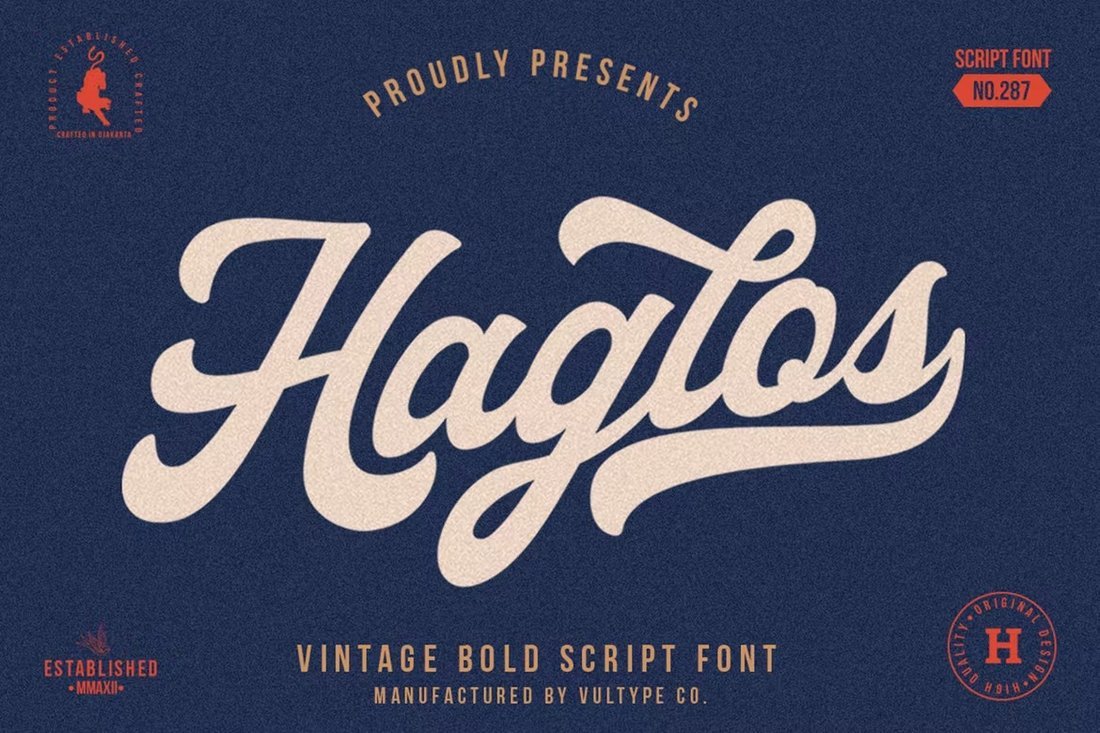 Haglos - Bold Baseball Script Font