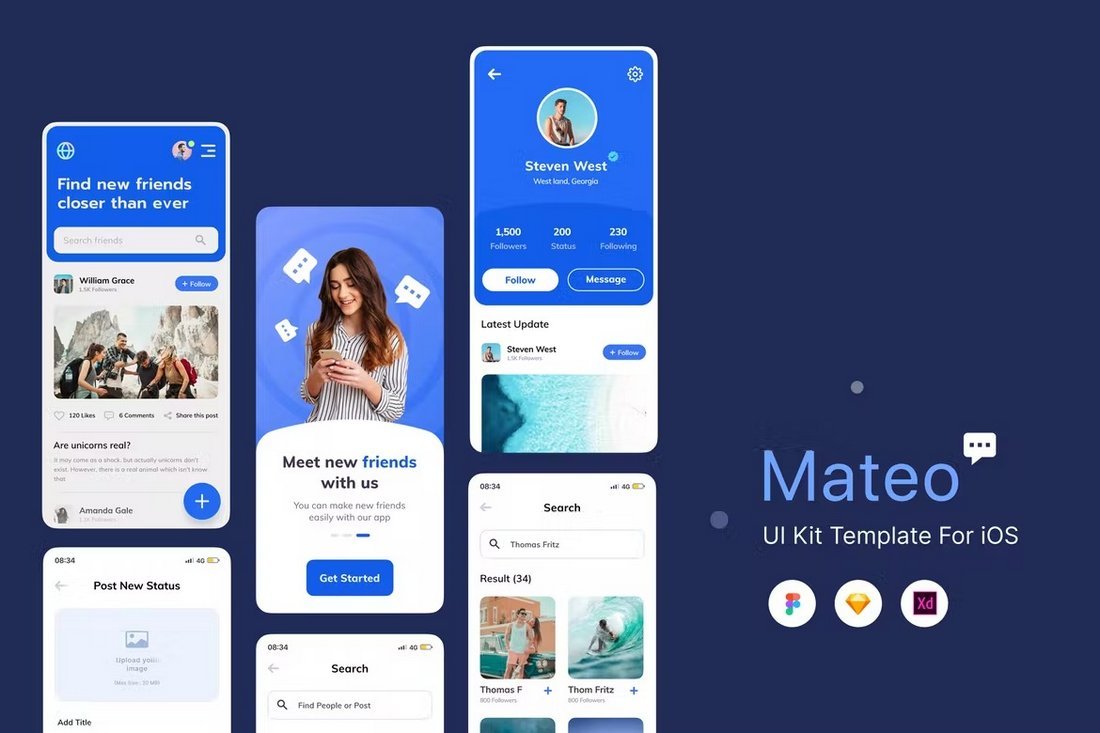 Mateo - Social App UI Template Kit