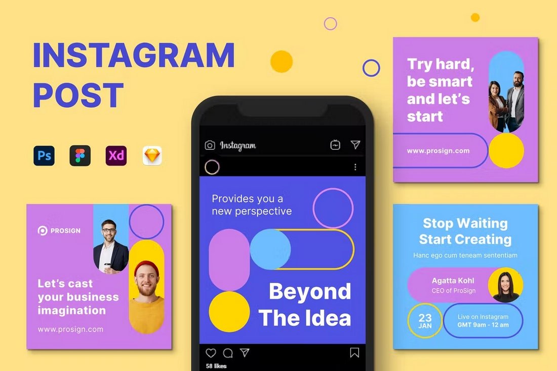 Modern & Colorful Instagram Post Templates