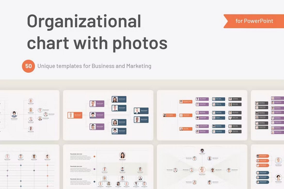 Organizational Hierarchy Org Chart PowerPoint Template
