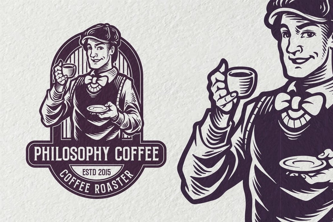 Philosophy Coffee Vintage Logo template