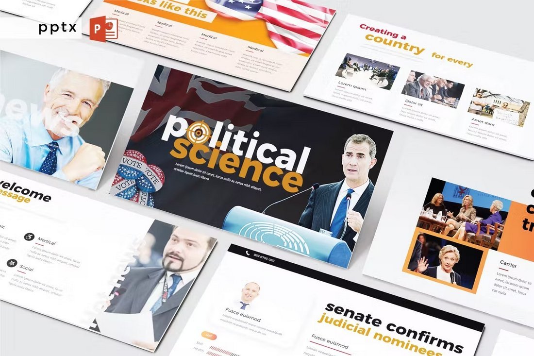 Political Science and Research PowerPoint Template