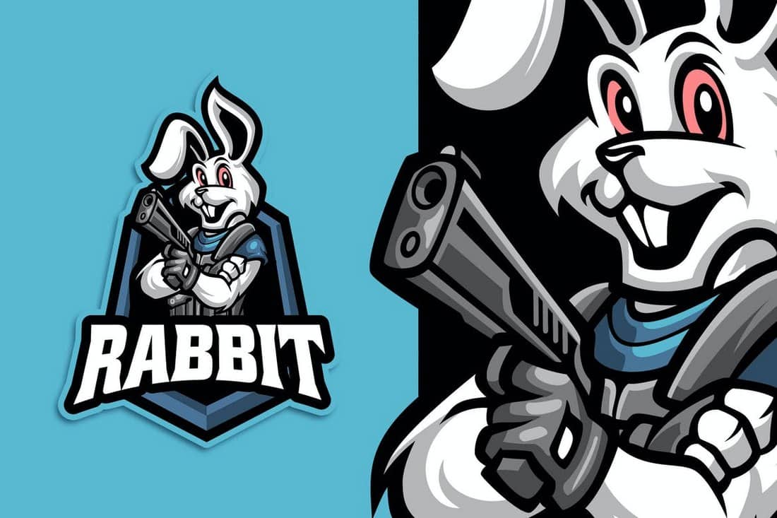 Rabbit Streamer and Esport Logo Template
