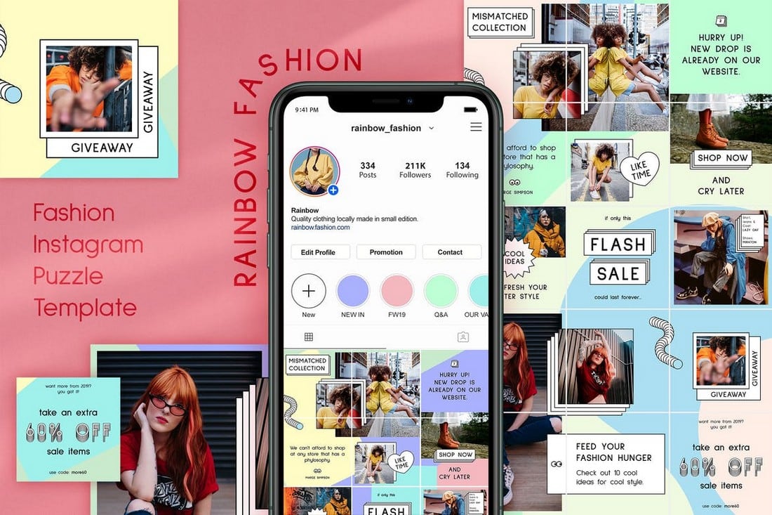 Rainbow Fashion - Instagram Puzzle Feed Theme