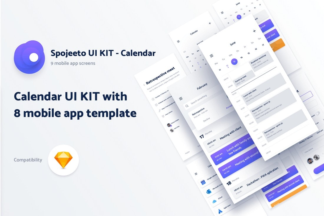 Spojeeto - Calendar Mobile App UI Screens