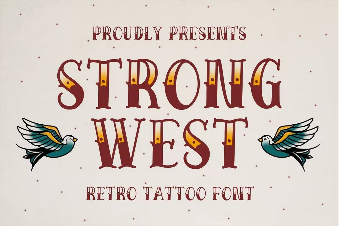 Strong West - Cute Retro Tattoo Font