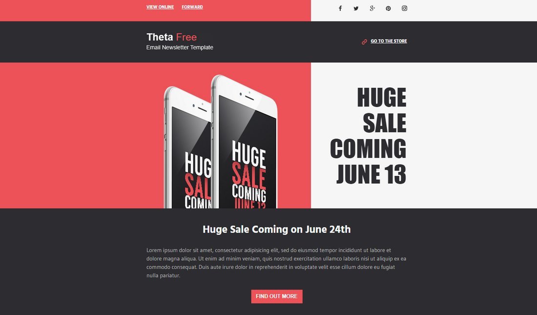 Theta - Free HTML Promotional Email Template