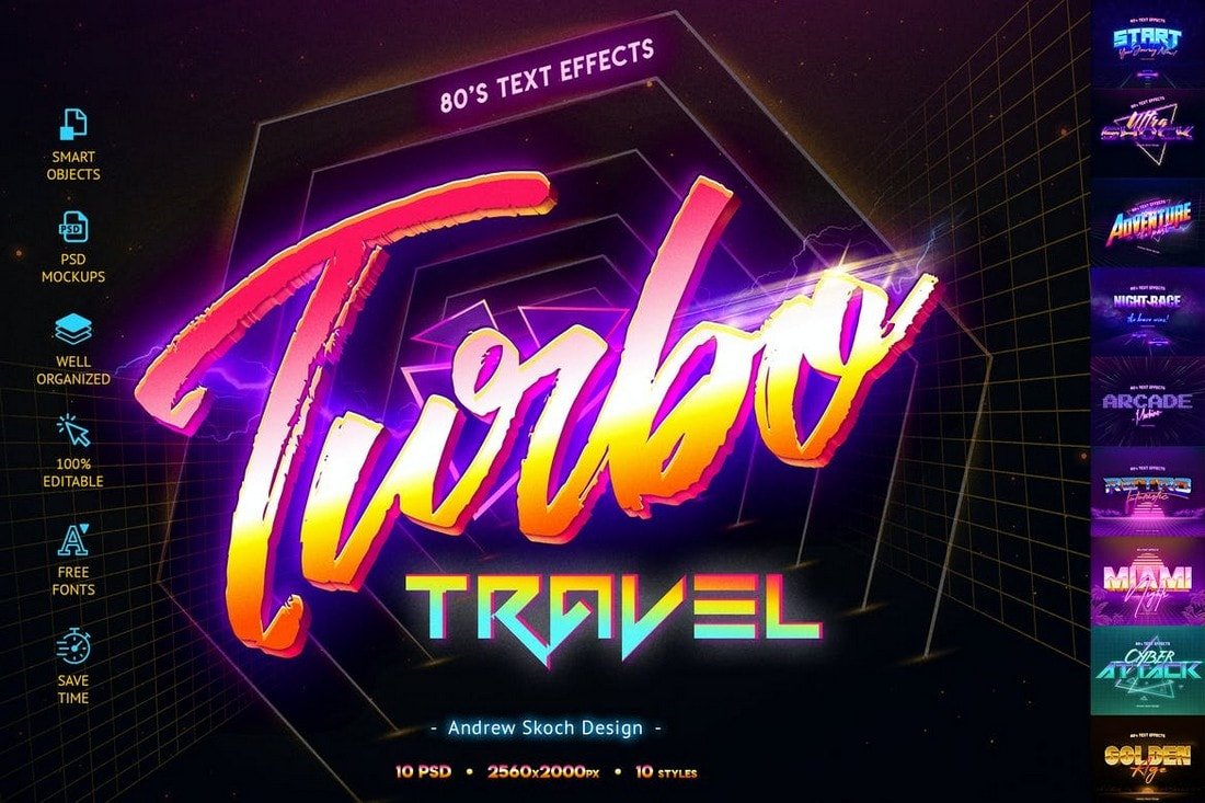 Turbo - 80's Retro Photoshop Text Effects