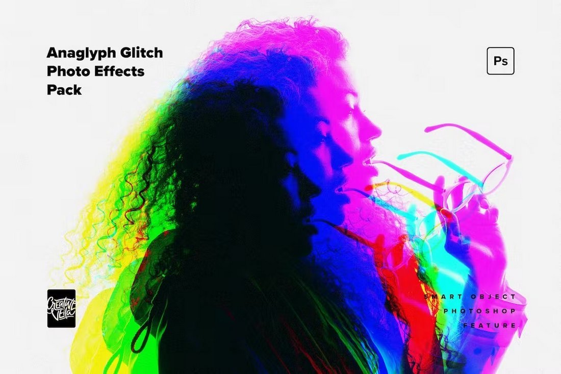 Anaglyph Glitch Photo Effects for Photoshop