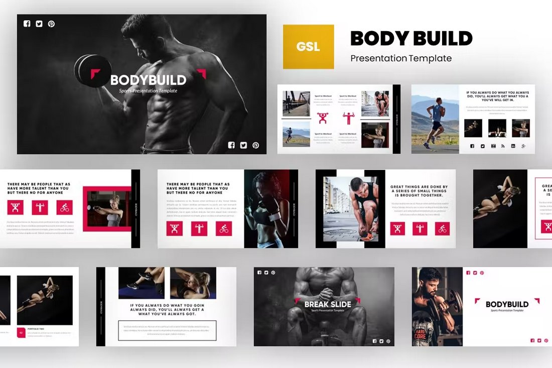 Bodybuild - Gym & Fitness Google Slides Template