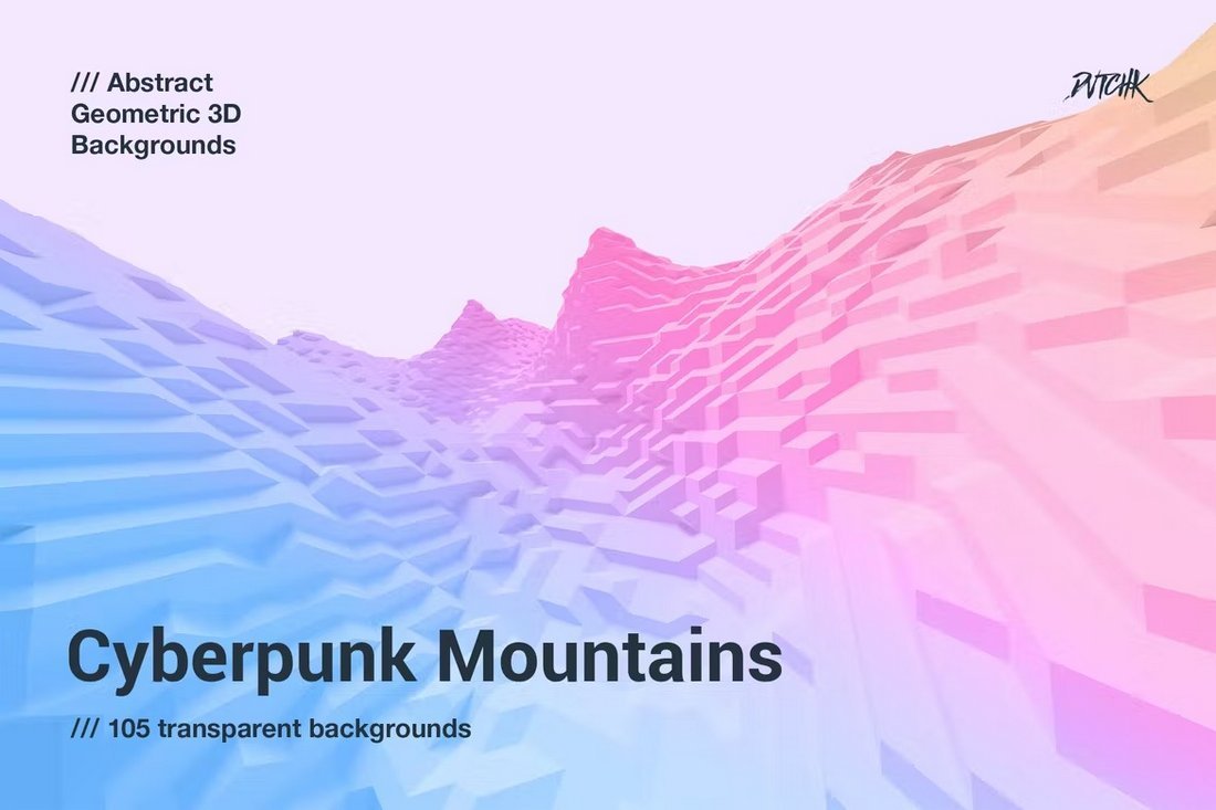 Cyberpunk 3D Mountains Geometric Backgrounds