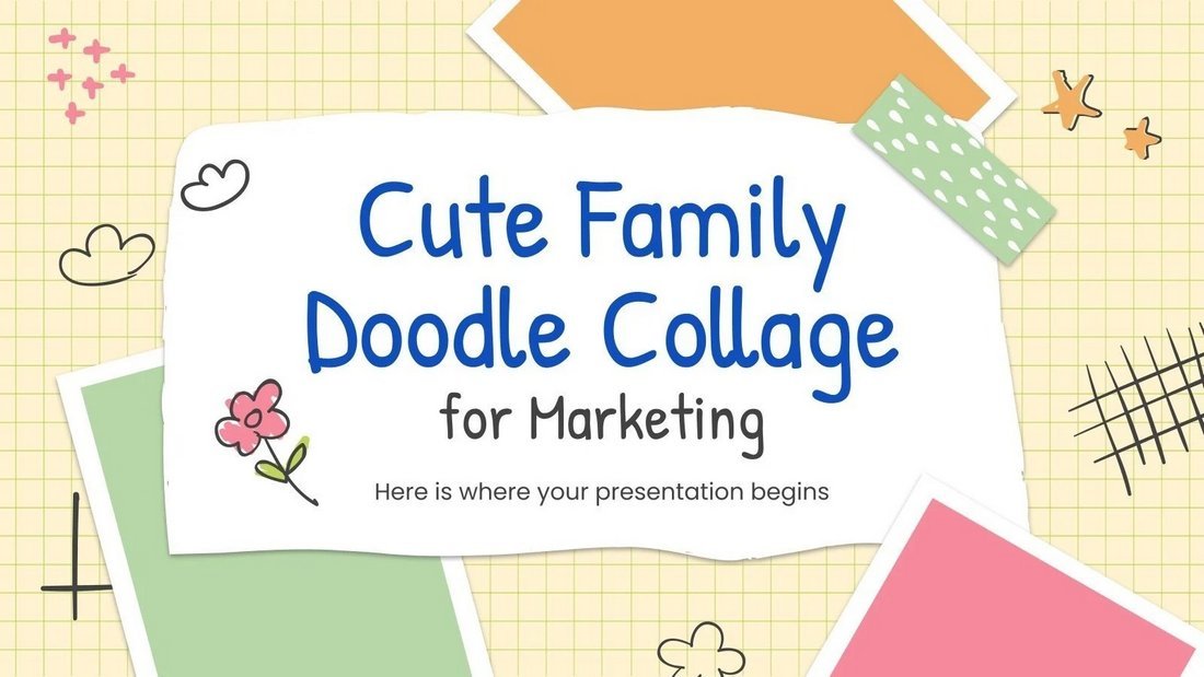 Family Doodle Collage - Cute PowerPoint Template Free