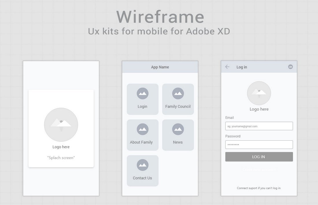 Free Simple Wireframe Kit for Adobe XD
