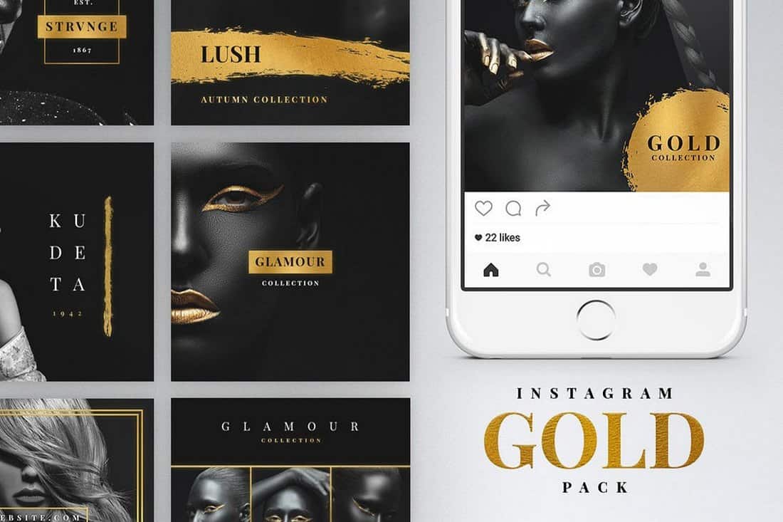 Gold - Luxury Instagram Post & Story Templates