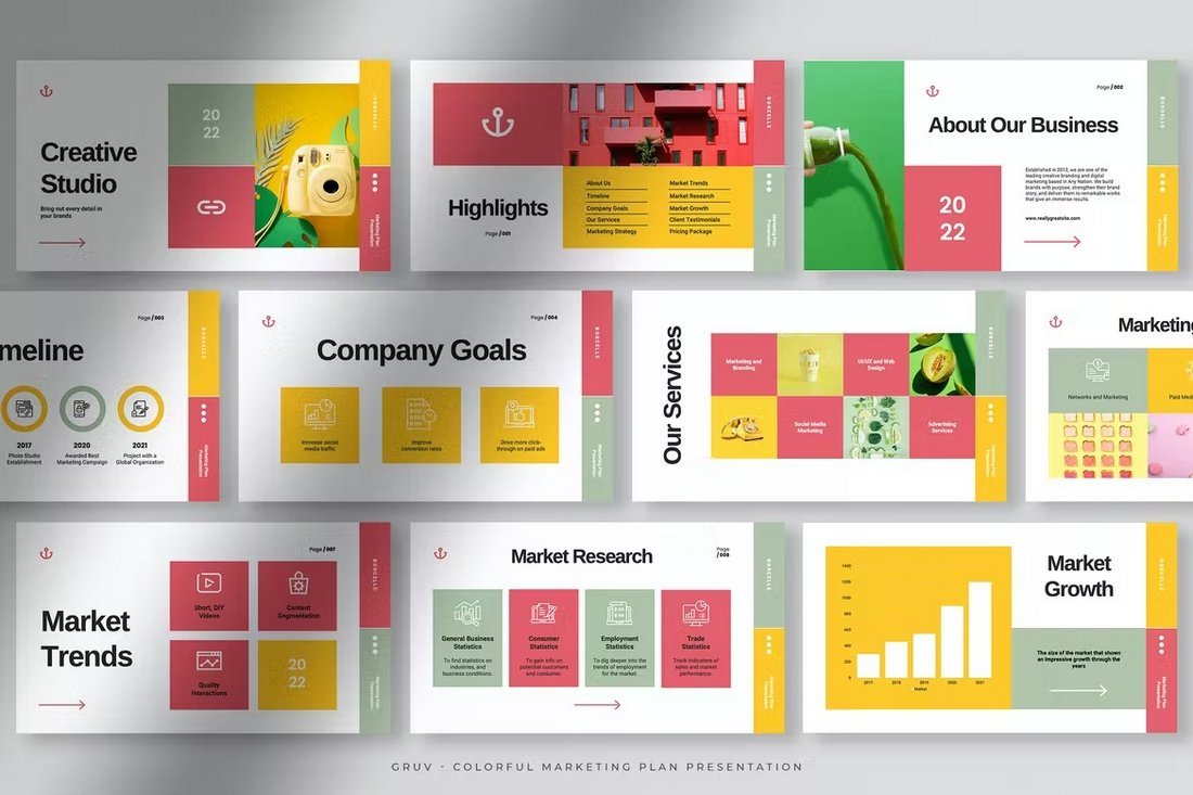 Gruv - Creative & Cute Marketing PowerPoint Template