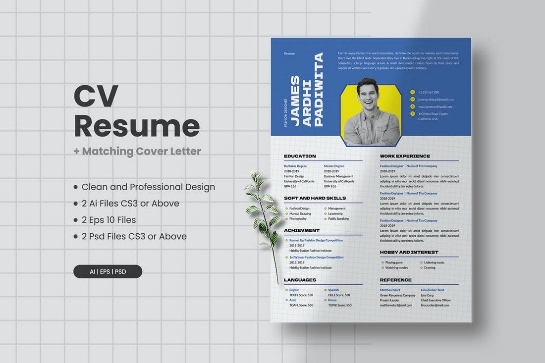 Unique CV Resume Template PSD
